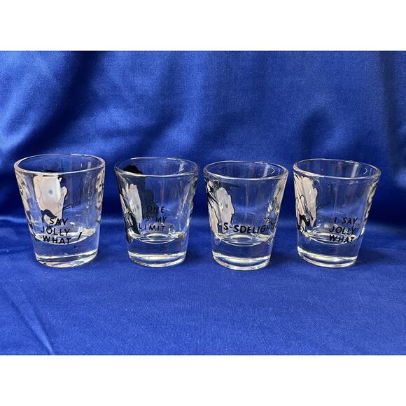 Set of Four Vintage Goofy Eyes Caricature Shot Glasses - Picture 2 of 5